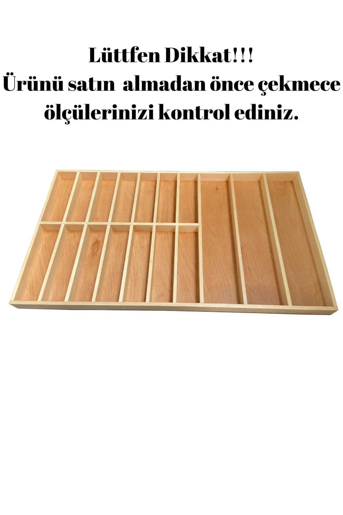 80×45 Kaşıklık Çekmece Içi Doğal Ahşap 17 Bölmeli Kaşık, Çatal, Bıçak Organizer 80×45