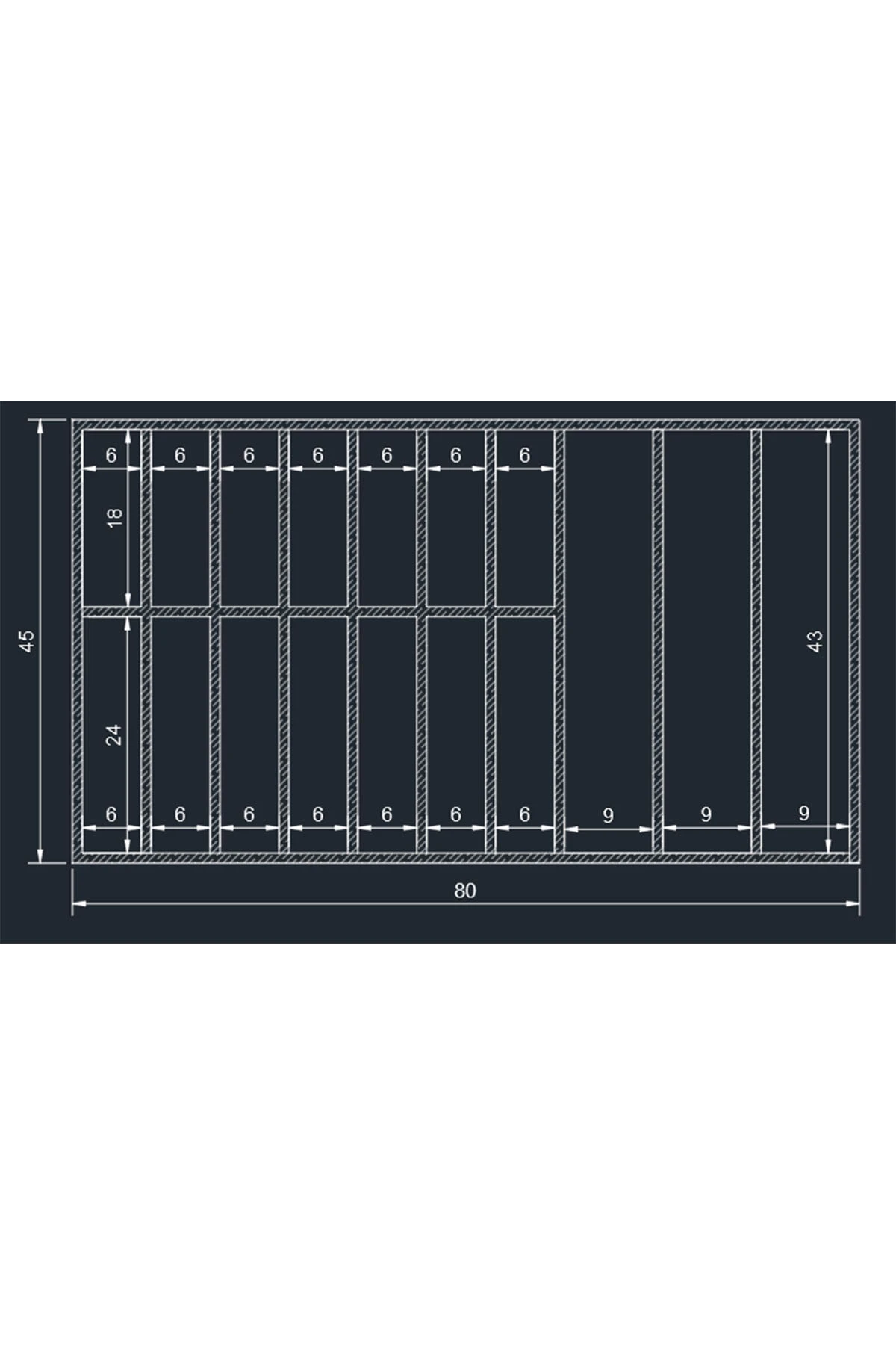 80×45 Kaşıklık Çekmece Içi Doğal Ahşap 17 Bölmeli Kaşık, Çatal, Bıçak Organizer 80×45 Çekmece İçi Kullanım ve Düzen Görünümü