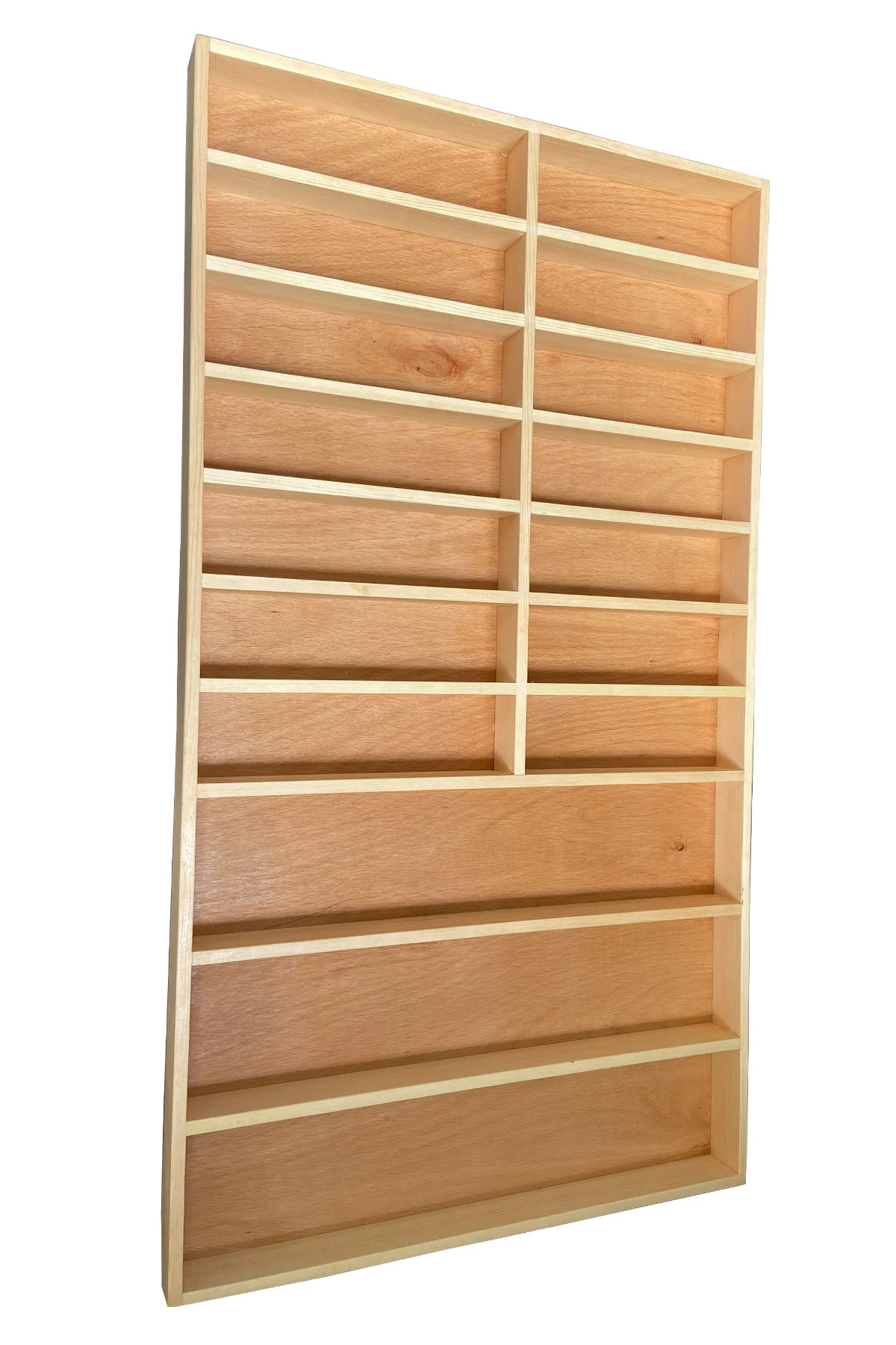 80×45 Kaşıklık Çekmece Içi Doğal Ahşap 17 Bölmeli Kaşık, Çatal, Bıçak Organizer 80×45 Üstten Kuşbakışı Görünüm