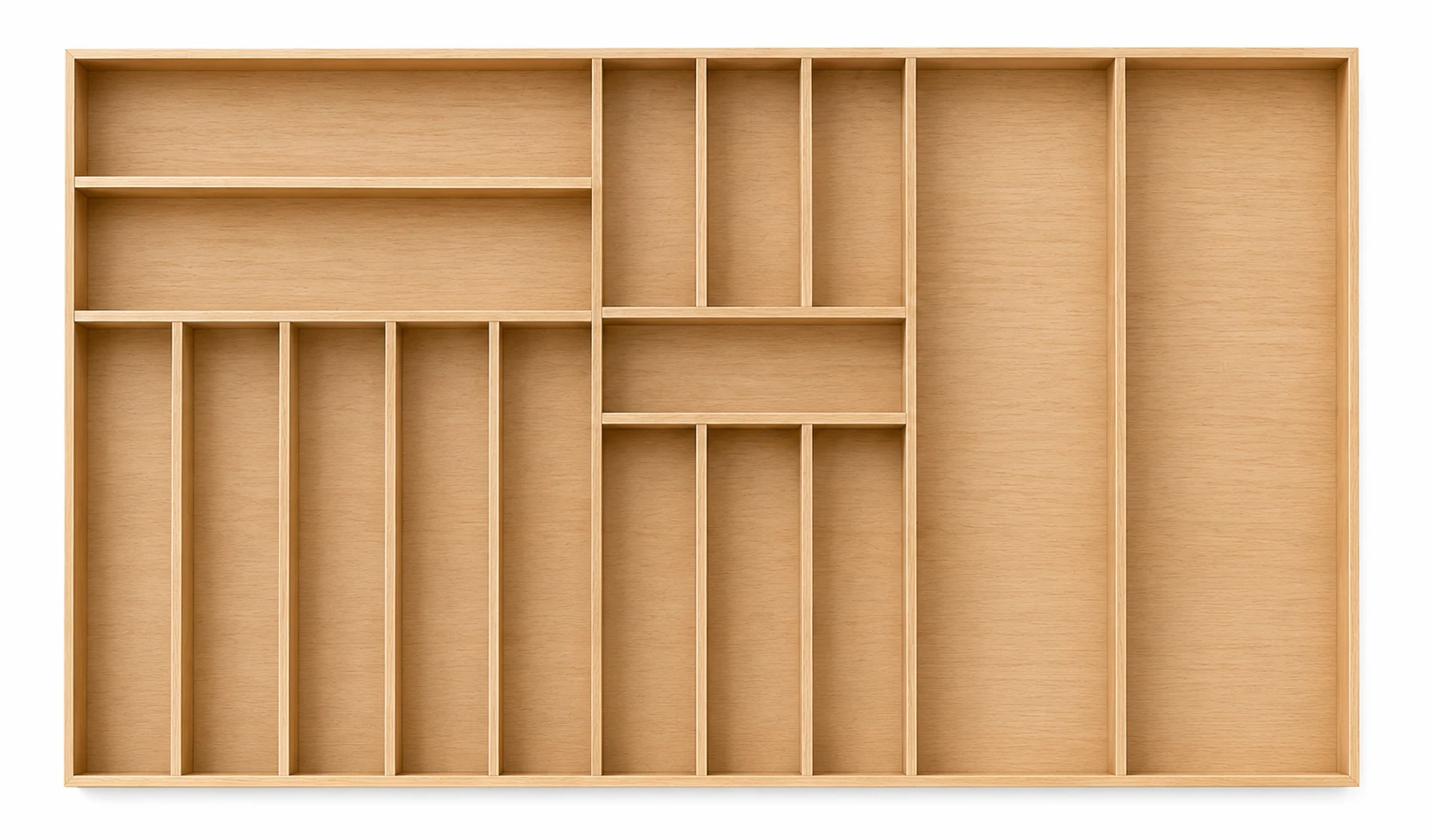 Doğal Masif Ahşap Doku ve Malzeme Kalitesi - 85×46 cm Ahşap Kaşıklık Çekmece İçi Organizer Doğal Ahşap Mutfak Düzenleyici