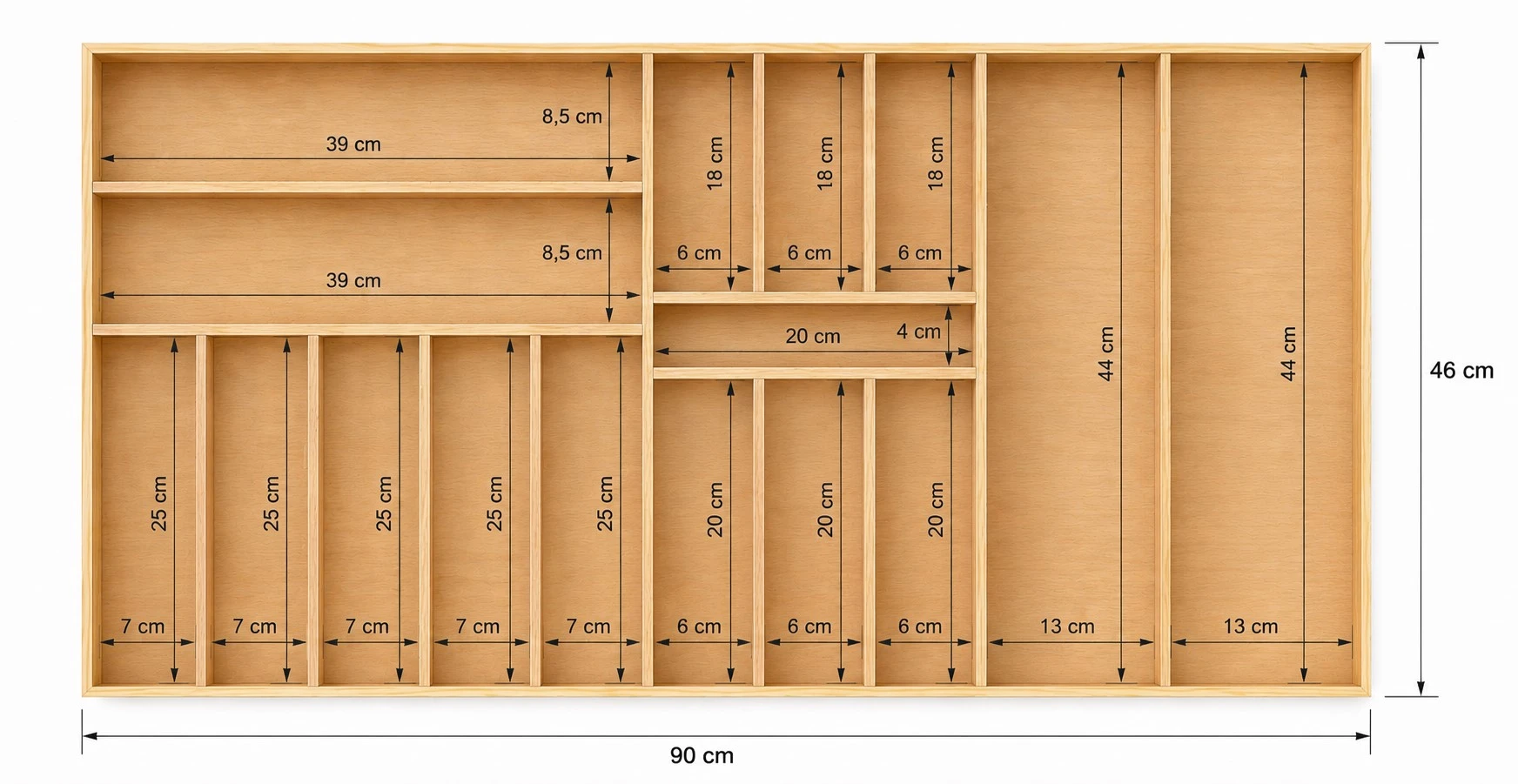 90X46 cm Ahşap Kaşıklık Bölme Detayları ve Masif Ahşap İşçiliği