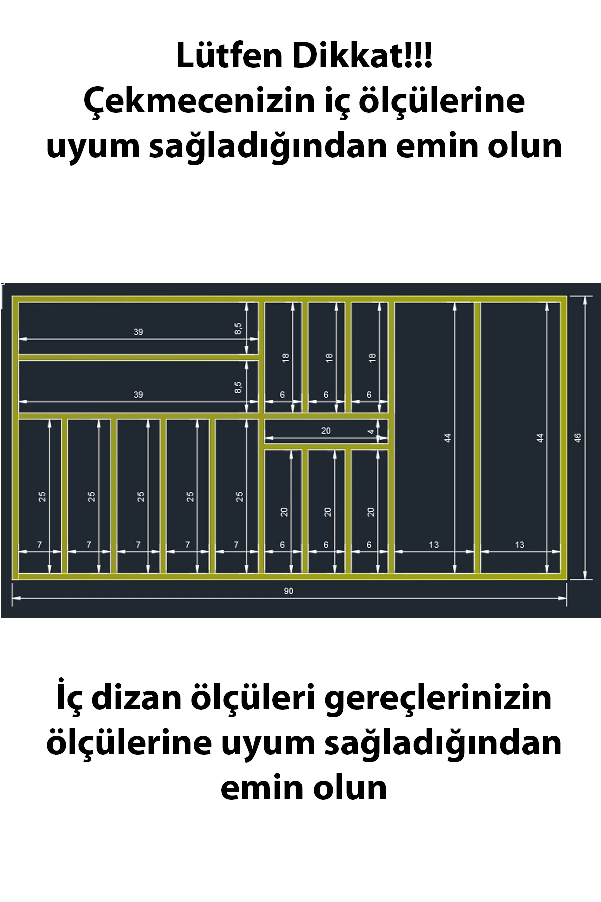 90X46 cm Ölçülü Ahşap Kaşıklık Üstten Görünüm ve Düzenleme Alanları