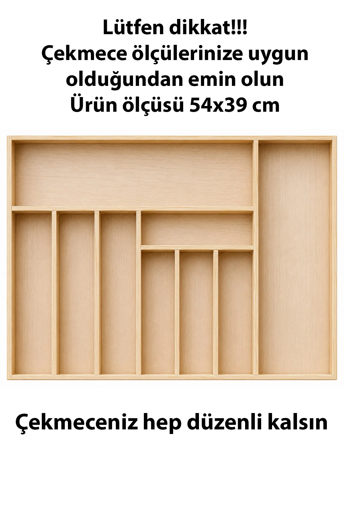 Ayfiwood 54×39 Cm Kaşıklık Çekmece İçi Düzenleyici | Doğal Ahşap Mutfak Organizer | Çatal Bıçak ve Servis Gereçleri