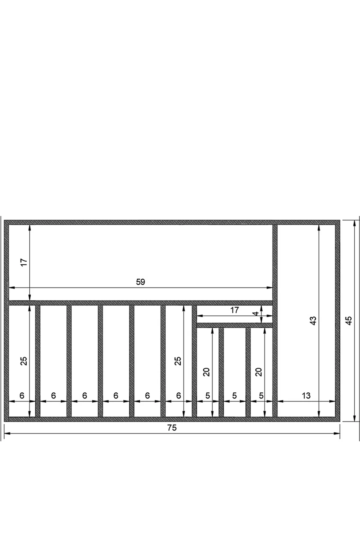 75×45 Cm Ayfiwood Ahşap Kaşıklık Ahşap Kaşıklık Çekmece İçi Düzenleyici Organizer Bölmeleri ve Ahşap İşçilik Detayı