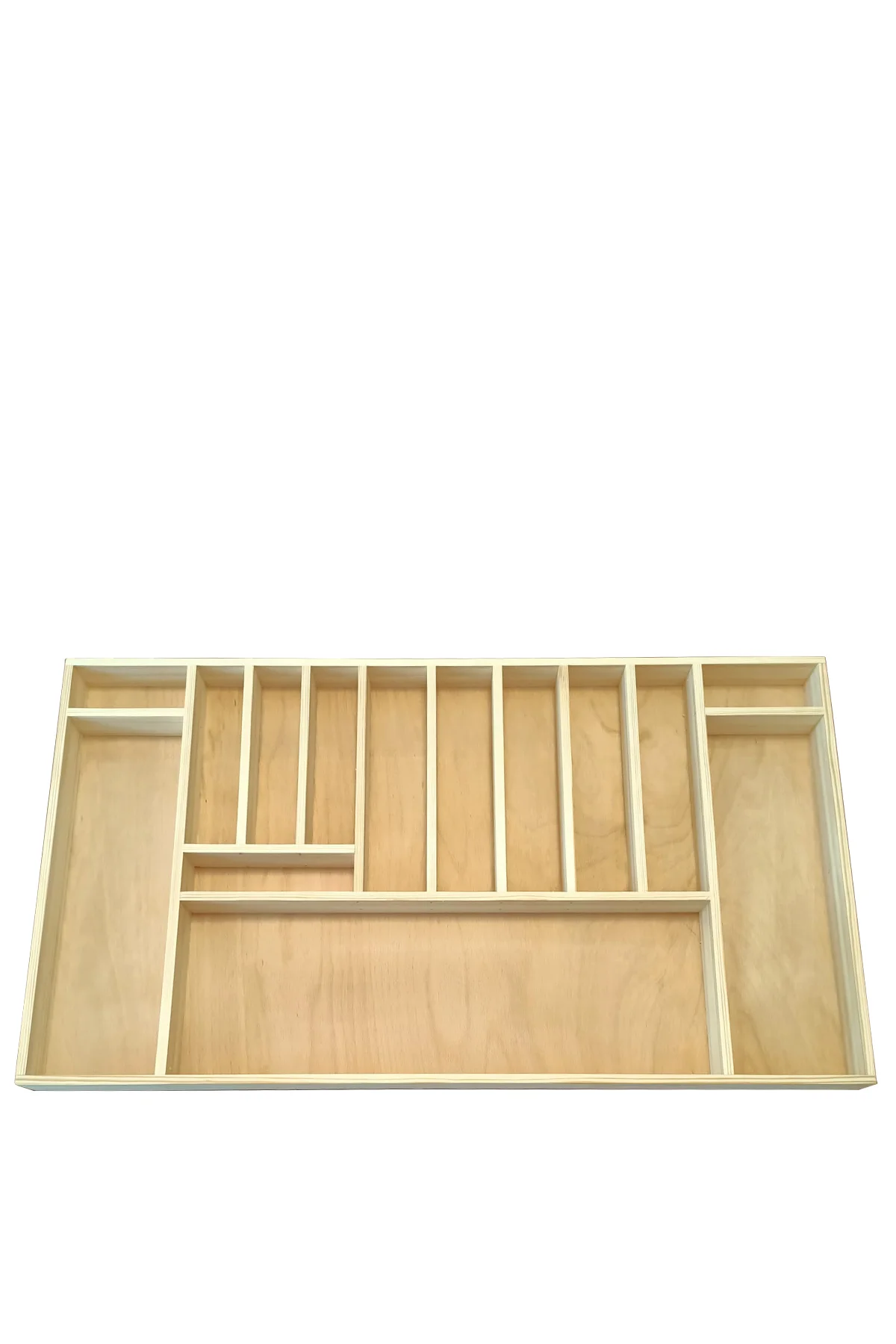 80×45 cm Ayfiwood Ahşap Kaşıklık Mutfak Çekmece Düzenleyici Organizer Ahşap kaşıklık Üstten Kuşbakışı Görünüm