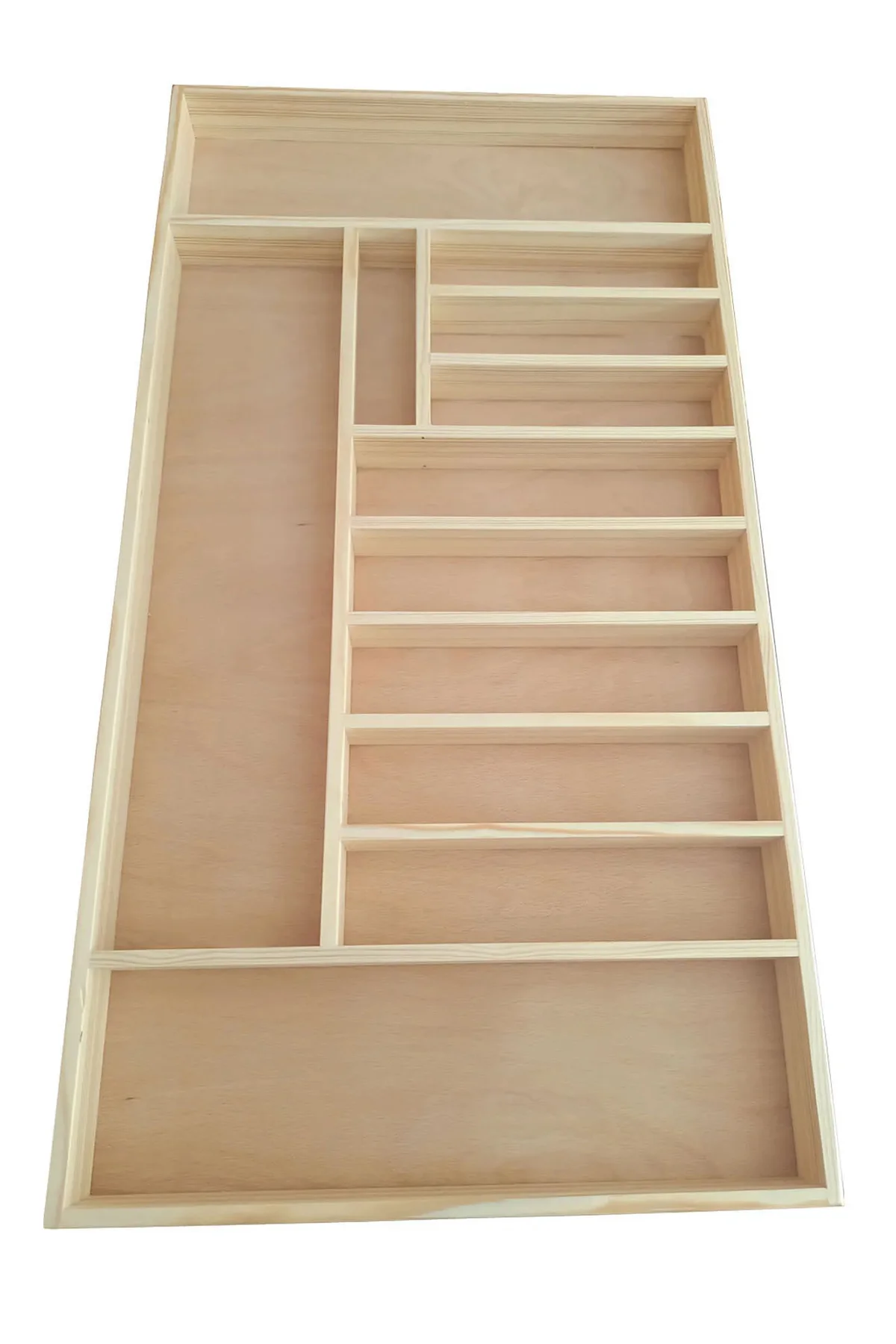 Doğal Masif Ahşap Doku ve Malzeme Kalitesi - 80X40 Cm Ayfiwood Kaşıklık Mutfak Çekmecesi Organizer Ahşap Kaşıklık