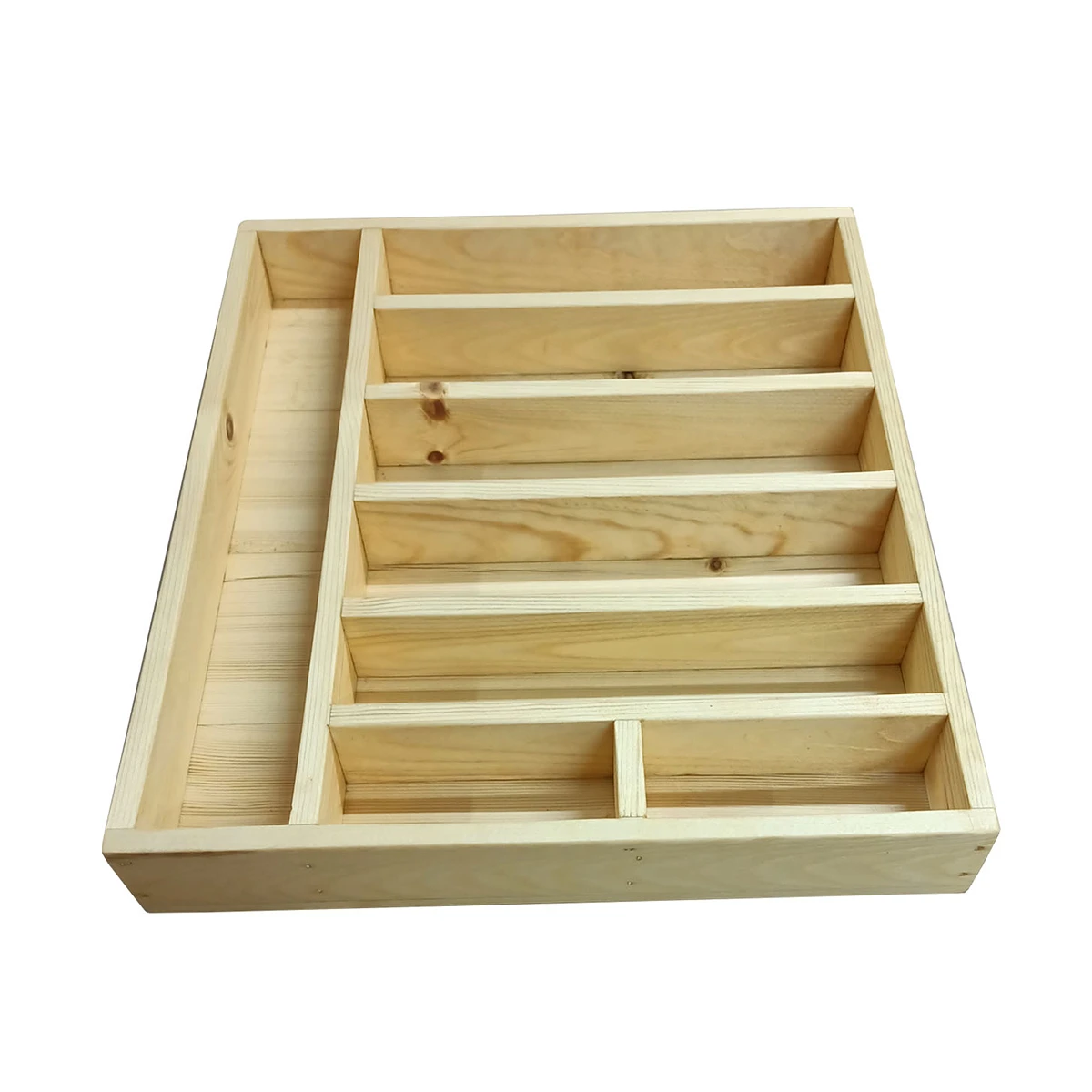 30×35 ayfiwood Kaşıklık Çekmece Içi Doğal Ahşap 8 Bölmeli Kaşık, Çatal, Bıçak Organizer Bölmeleri ve Ahşap İşçilik Detayı