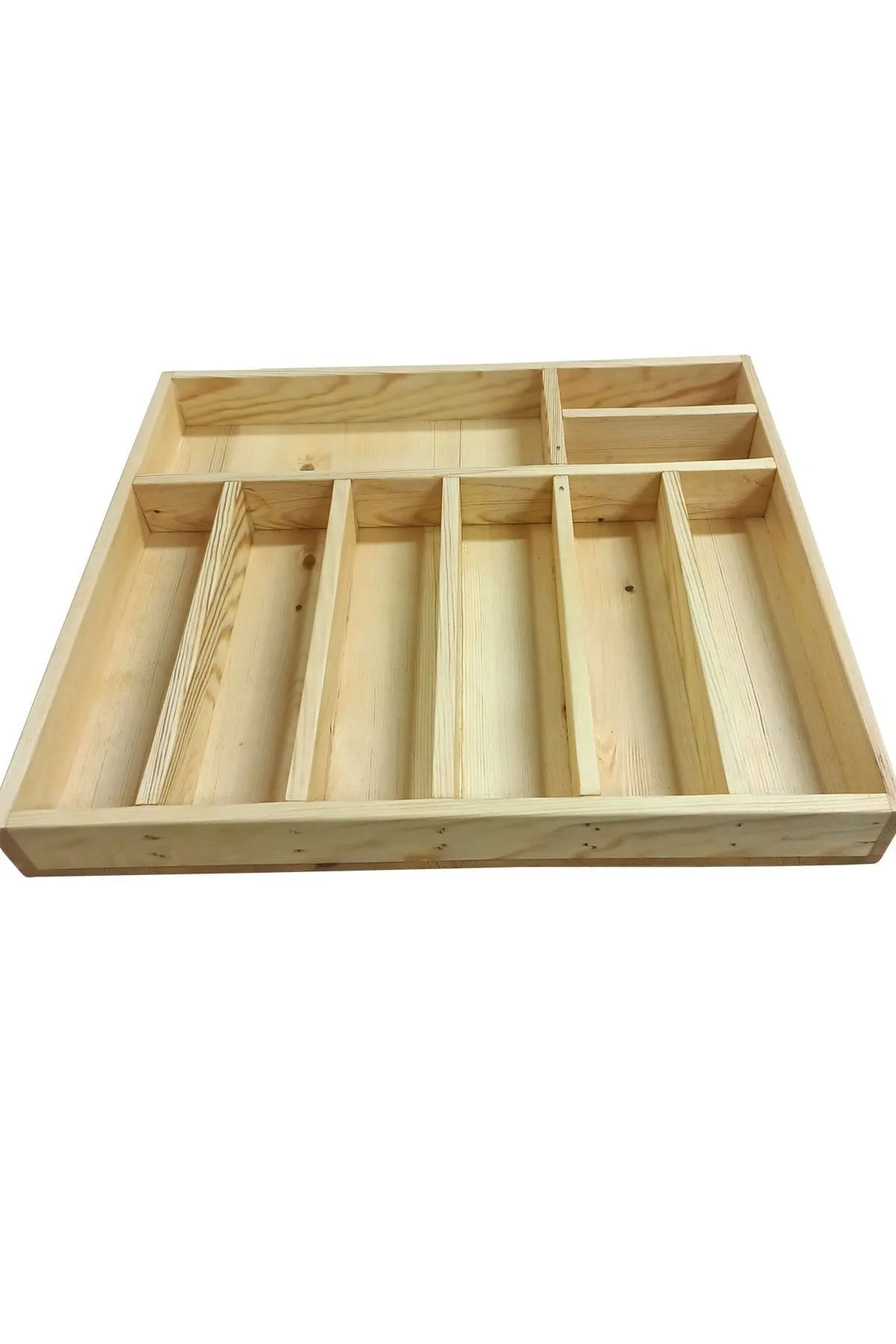 Doğal Masif Ahşap Doku ve Malzeme Kalitesi - 40×35 ayfiwood Kaşıklık Çekmece Içi Doğal Ahşap 9 Bölmeli Kaşık, Çatal, Bıçak Organizer