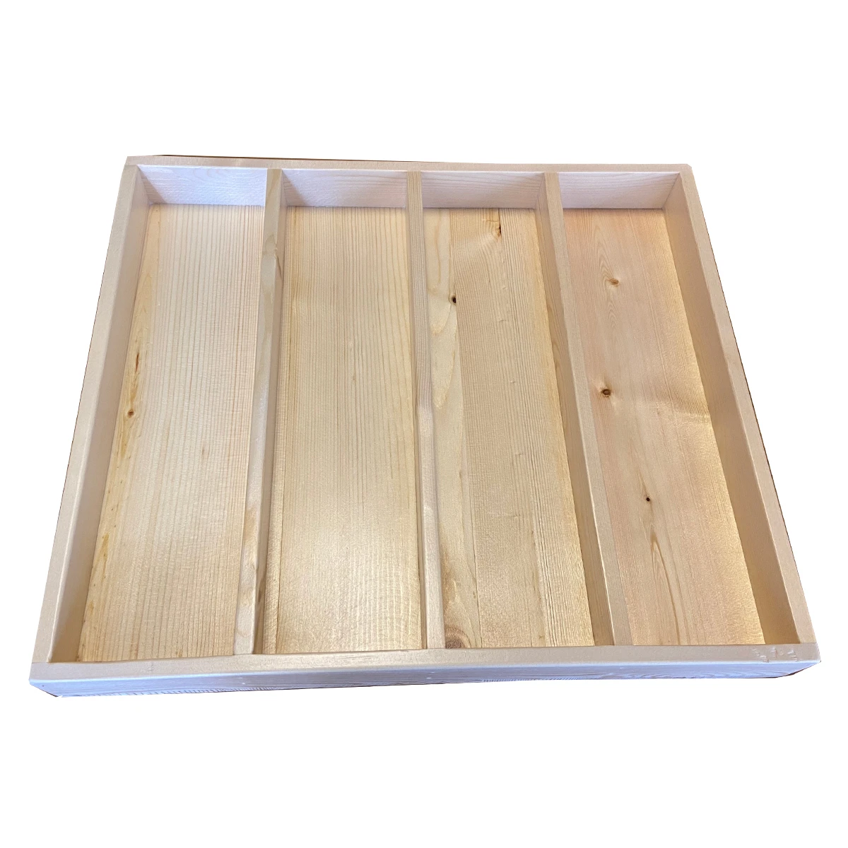 40×35 Kepçelik Çekmece Içi Doğal Ahşap 4 Bölmeli Kepçe,Tahta Kaşık,Maşa, Organizer Üstten Kuşbakışı Görünüm