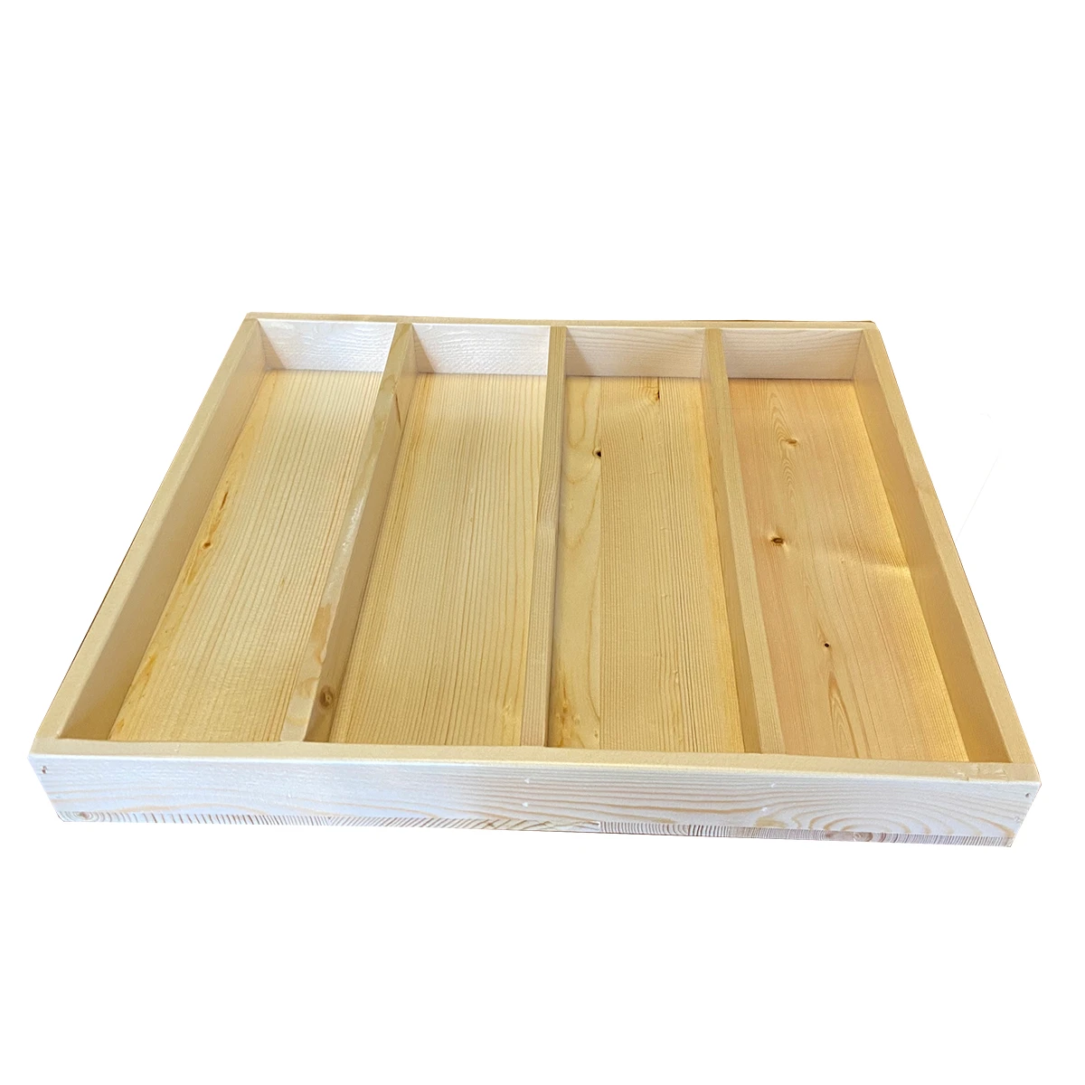 Doğal Masif Ahşap Doku ve Malzeme Kalitesi - 40×35 Kepçelik Çekmece Içi Doğal Ahşap 4 Bölmeli Kepçe,Tahta Kaşık,Maşa, Organizer